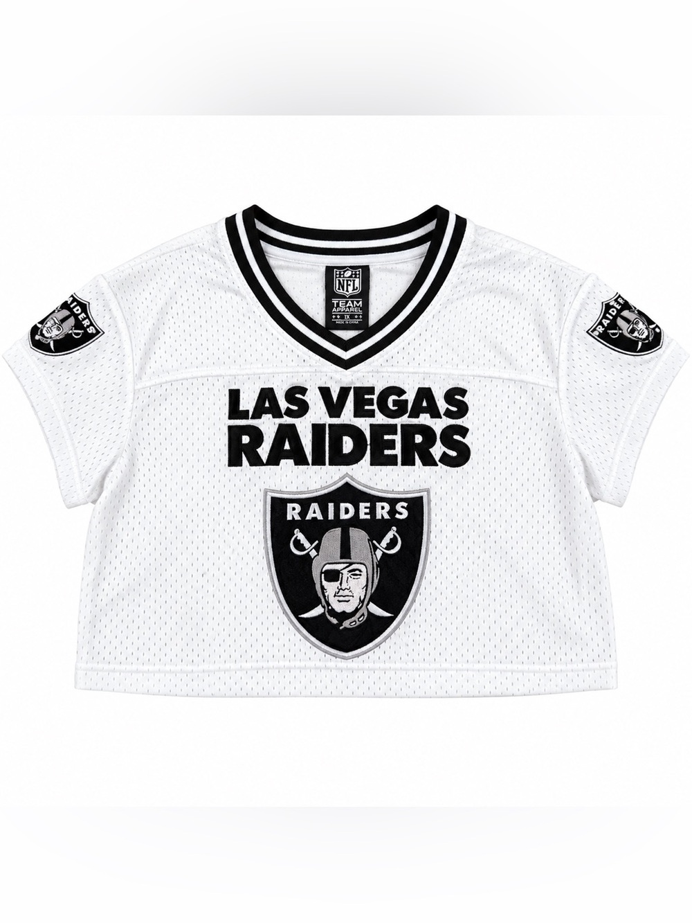 NWT Las Vegas Raiders NFL Team Apparel White Mesh Crop Jersey Top 1X
